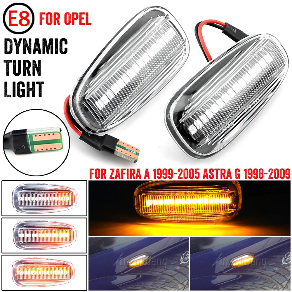 For Opel Zafira A 1999-2005 For Opel Astra G 1998-2009 Flowing Turn Signal Lights Dynamic LED Side Marker Indicator Blinker