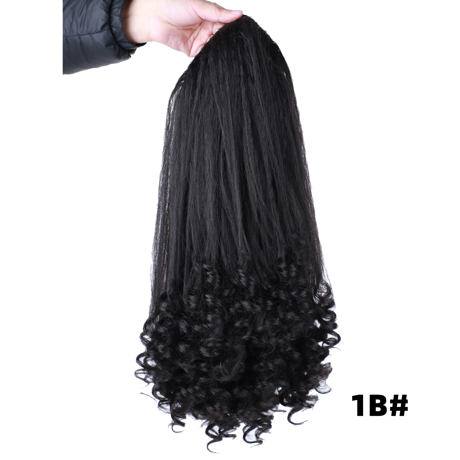 Lydia Tail Dancing Lose lockige synthetische 20" verworrene gerade Haarteile zwei Kunststoffkämme Kordelzug Pferdeschwanz Haarverlängerung schwarz – Detail 20