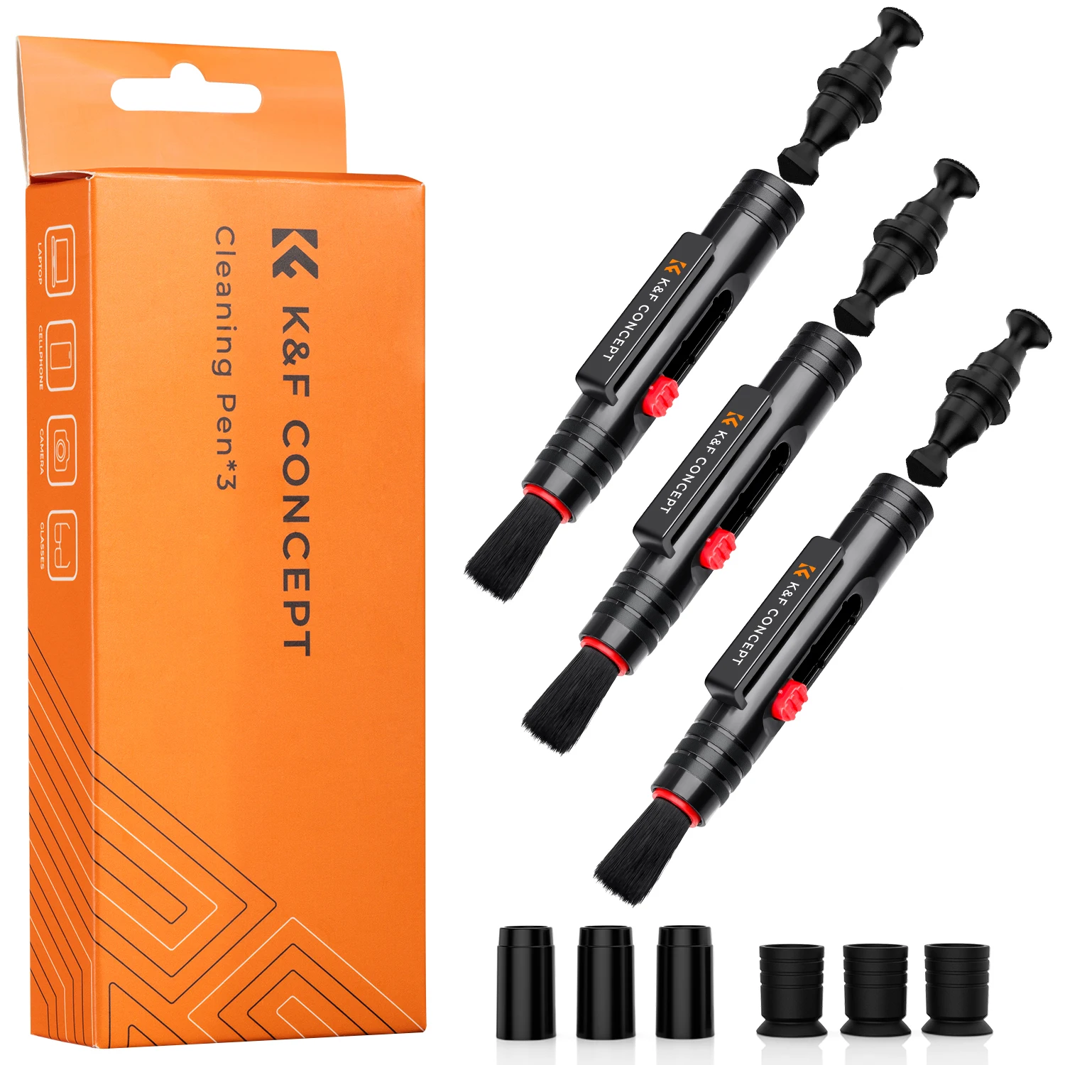 

K&F Concept Camera Lens Cleaning Pen with Replaceable Soft Cleaning Brush Carbon Head Camera Cleaner Pen Sets for DSLR Cameras