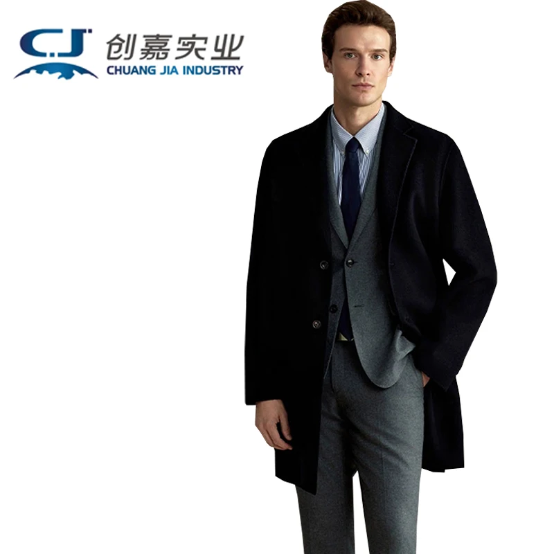 

Double-sided Pure Cashmere Men's Coat - mid-length, Elegant and Simple Style, Suitable for Both Formal and Business Occasions