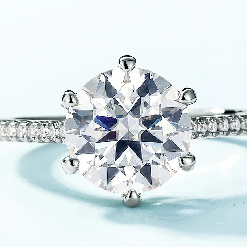 Classic Oversized Moissanite Closed Ring 18K Gold Inlaid with Colored Baby Stones PT950 Platinum Claw Engagement Ring