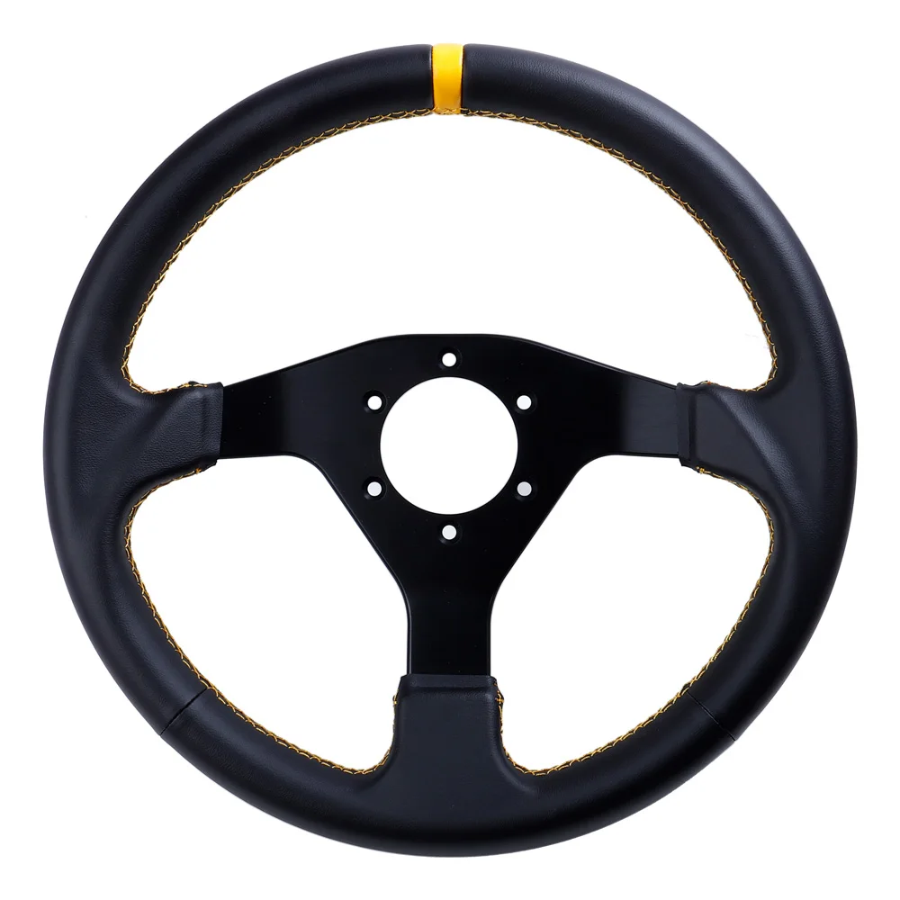 12.6inch Steering Wheel Genuine Leather Racing Drift Pc Sim Game Steering Wheels Control Frame Aluminum 6061-T6 PCD=70mm