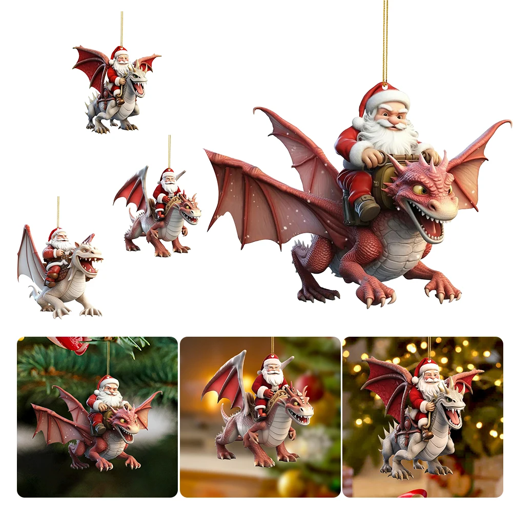 Ornement de pendentif d'arbre de Noël de dragon de mouche, ornements de confrontation d'arbre de Noël, décorations acryliques mignonnes, 8cm