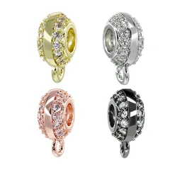 DIY Needlework Jewelry Supply Copper Micro pave Zirconia Flat Round Spacers Hanger Bail Beads For Bracelet Charms Jewelry Making