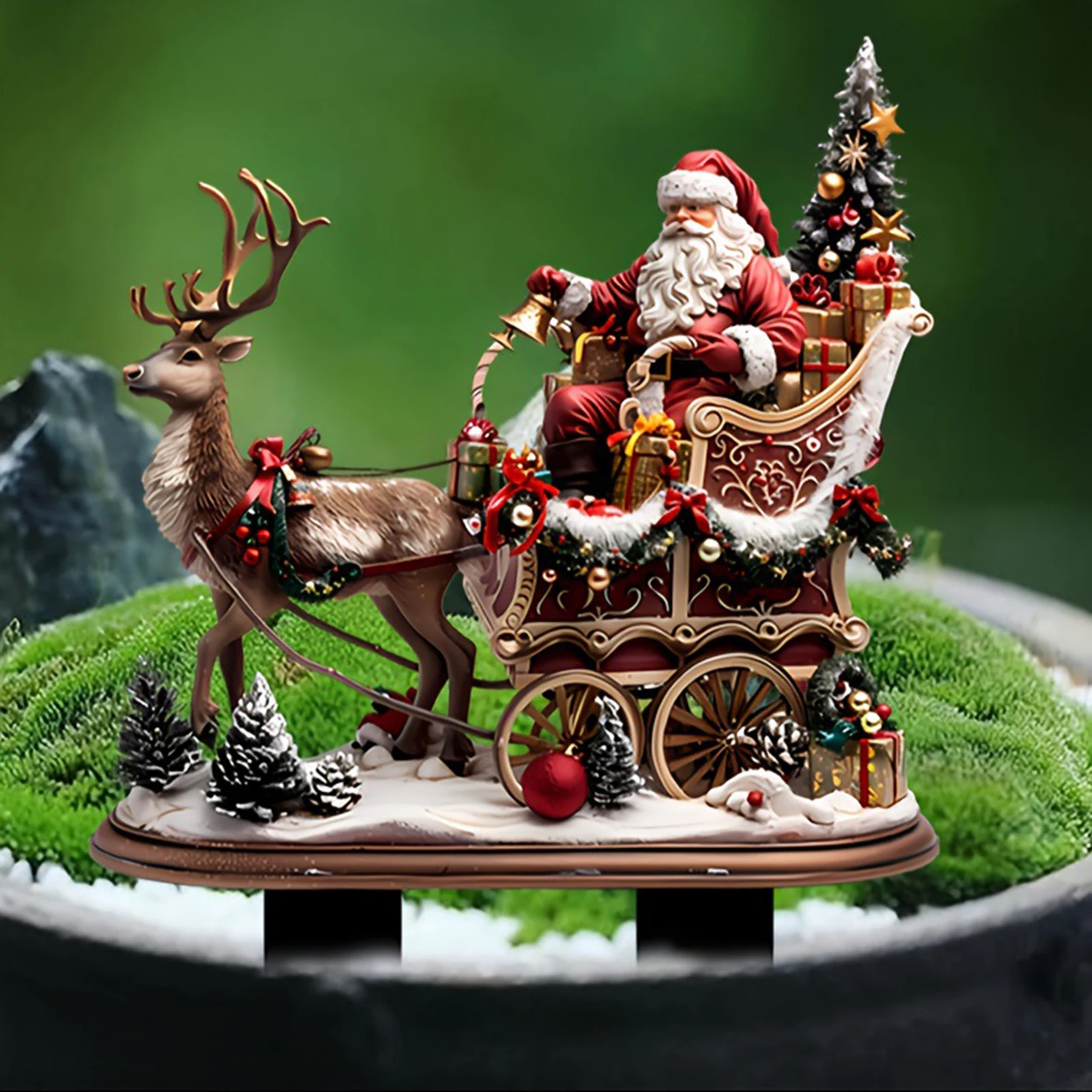 2025 New Years Decorative Stakes Christmas Garden Stakes Cute Reindeer Santa Figurines Lifelike Landscaping Yard Art Ornaments