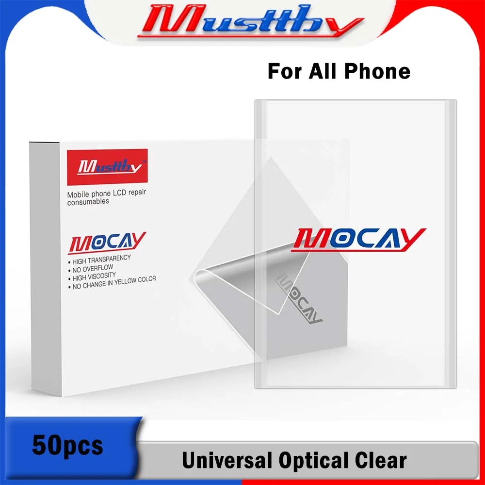 Musttby 50pc Universal OCA Glue Sheet for iPhone Screen 5.5 5.7 6.0 7.0 7.2 8.0 9.7 inch OCA Film Touch Screen Glass Laminate