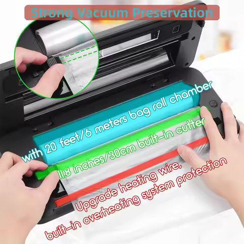 INKBIRDP INK-VS03 80KPA Food Vacuum Sealer Machine Strong Suction Automatic Vacuum Sealer with Starter Kit for Food Storage