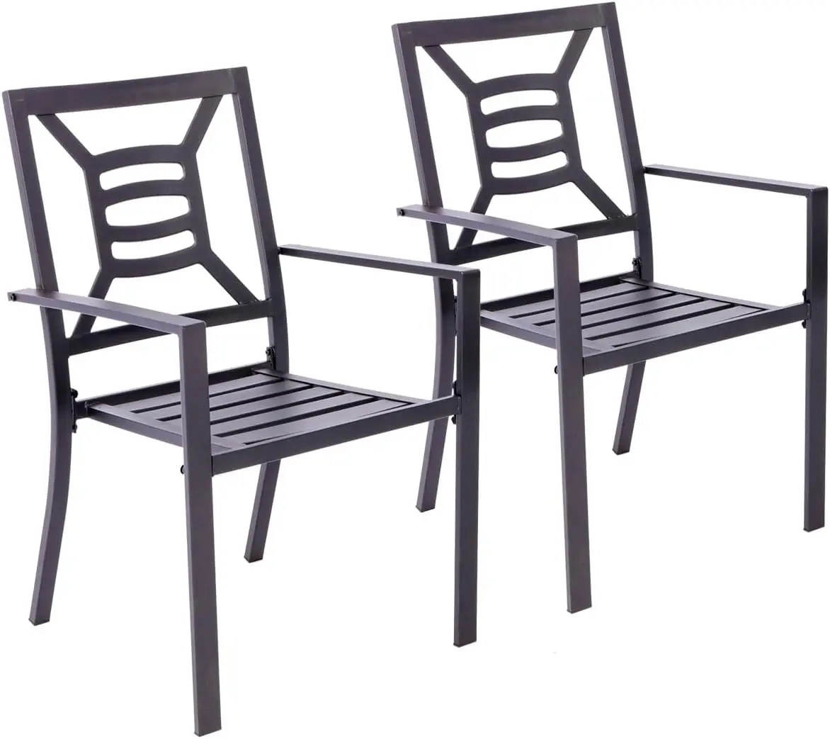 Patio Dining Set Outdoor Metal Chairs for Garden Backyard with Armrest Support 325lbs, Set of 2, Standard