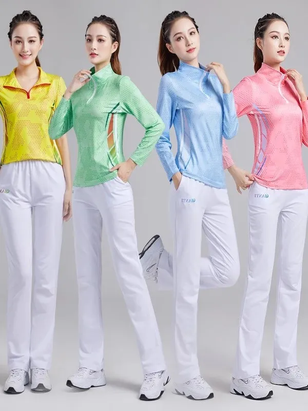 Women's Casual Fitness Clothing Team Sportswear Dance Performance Outfit Walking Suit Square Dance Ensemble Nylon Fabric Quic...