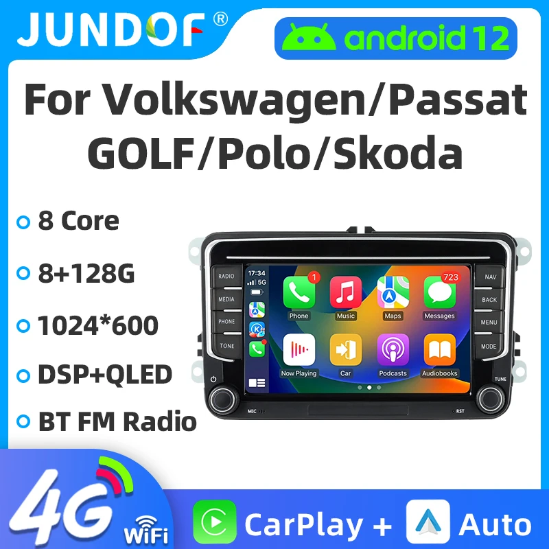 

Jundof Car Radio multimedia player For VW Volkswagen Passat B7 B6 Golf Touran Polo Tiguan Jetta 2 din Android 12 Carplay DVD GPS