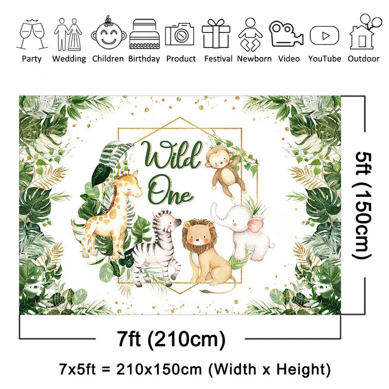 Moccasca latar belakang Safari Wild One, latar belakang pesta ulang tahun pertama anak laki-laki, Dekorasi Fotografi