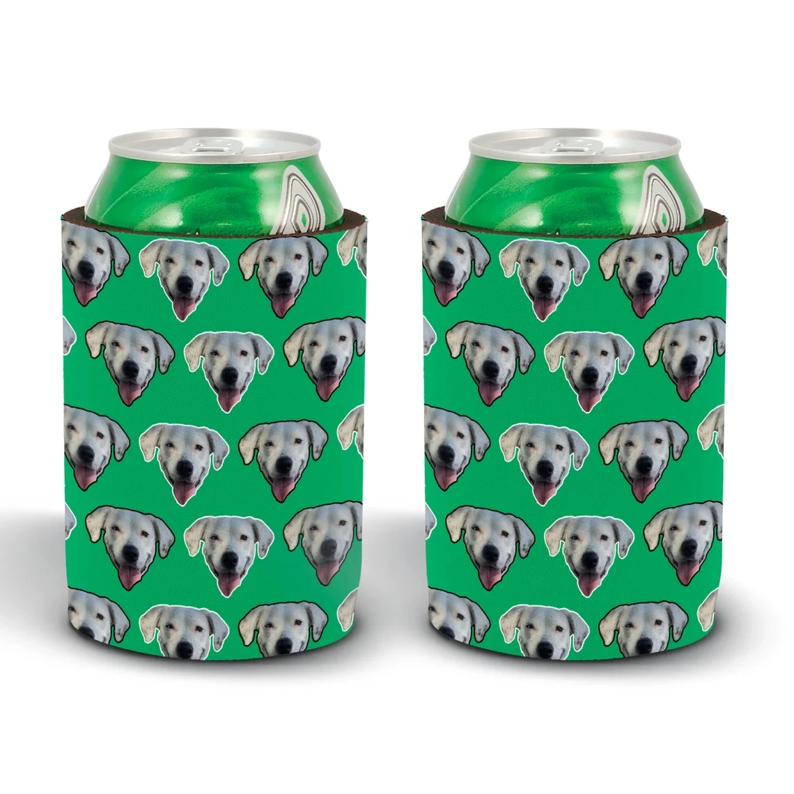 Custom Dog Can Cooler / Medium Dog Heads / Put your dog's face on a can hugger /Any color background