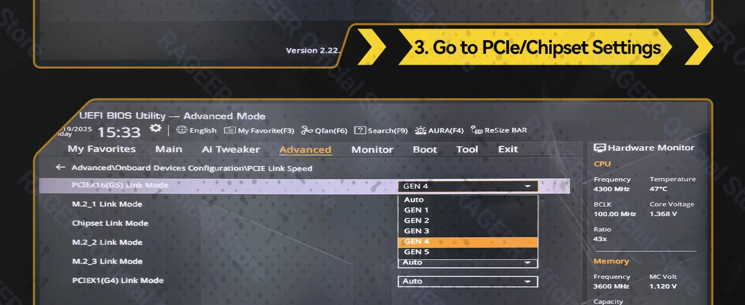 RAGEER PCIe 5.0 Dual Reverse GPU Riser-Kabel 128Gbps 30AWG Doppelt Abgeschirmtes Flachkabel Dual Reverse Verlängerungskabel für ITX-Gehäuse – Detail 8