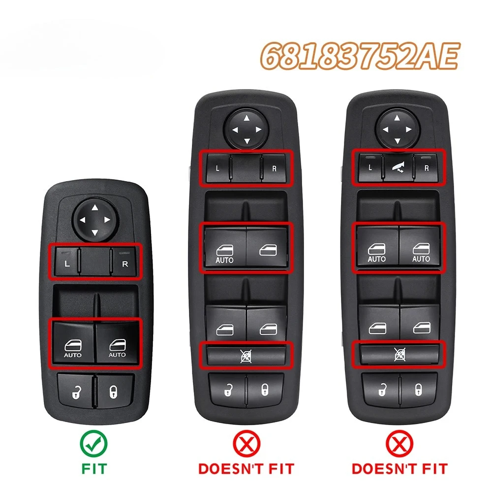 Front Left Driver Power Window Lifter Switch 68183752AE for Dodge Challenger 2015 2016 2017 Interior Parts 68183752AC 68183752AD