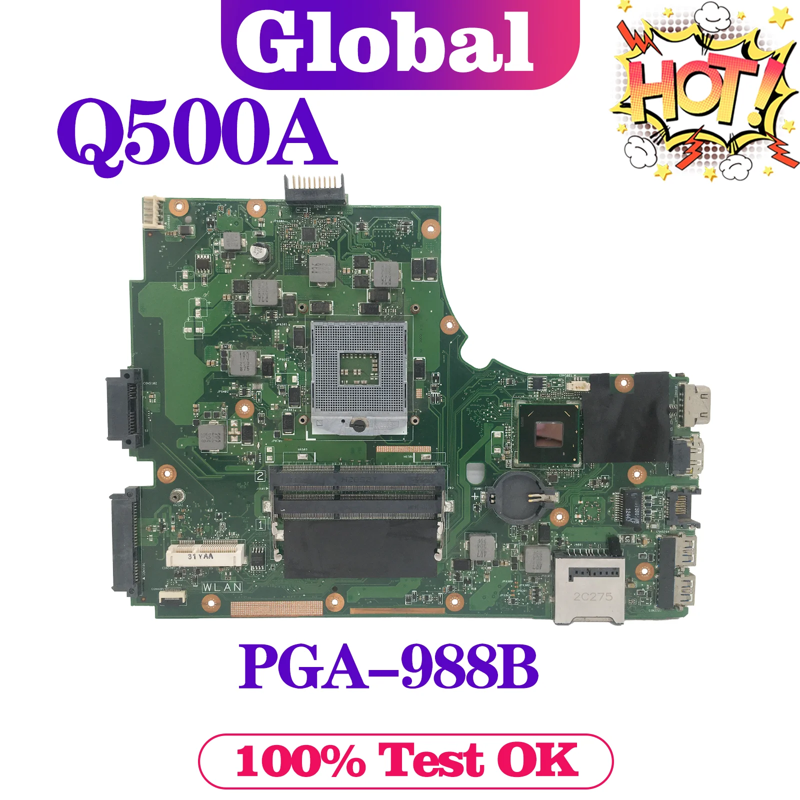 

Notebook Mainboard For ASUS Q500 Q500A Laptop Motherboard PGA-988B DDR3 SLJ8E REV:2.1 MAIN BOARD TEST OK