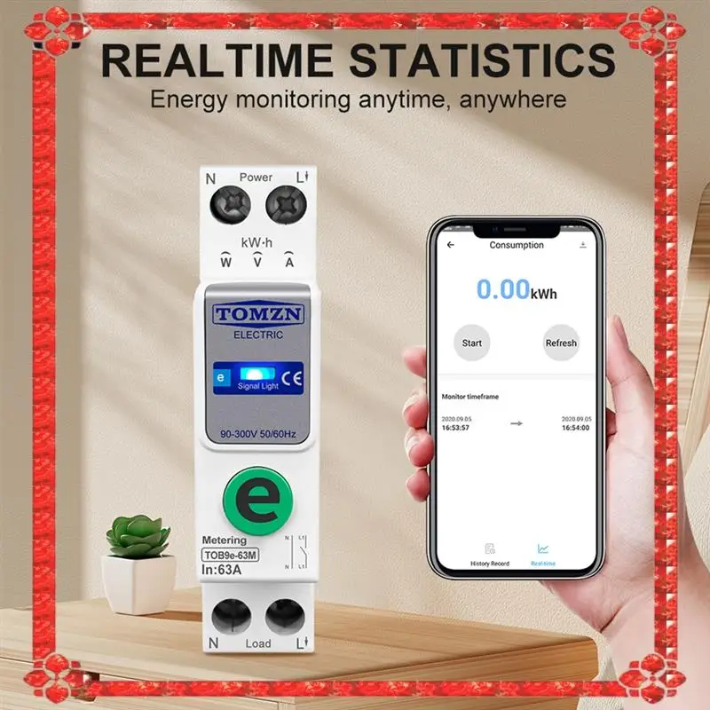 

24-часовая доставка TOMZN Tob9e-63M Ewelink 110 В 220 В WIFI умный счетчик энергии кВтч измерительный мониторинг автоматический выключатель таймер реле S