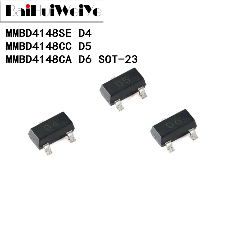 100PCS MMBD4148SE D4 MMBD4148CC D5 MMBD4148CA D6 MMBD4148  SOT-23 Switching Diode SMD New Good Quality Chipset