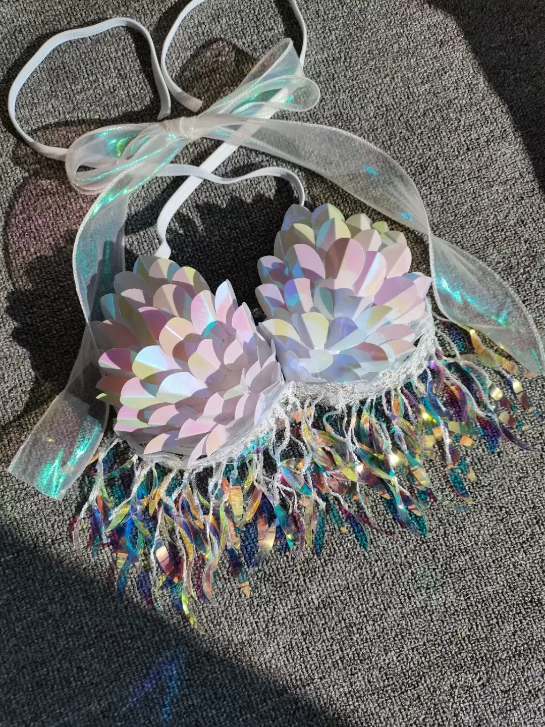 High-Quality Mermaid Sequin Shell Bikini Top Bra Oceanarium Bar Table Performance Clothes Fishtail Leather