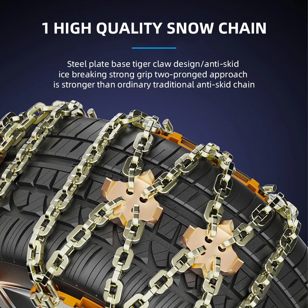 Winter Car Anti-skid Tire Chains, Fit Tire Size 165mm-215mm, Snow Ice Safety Protection, Non-slip Car Tyre Accessories