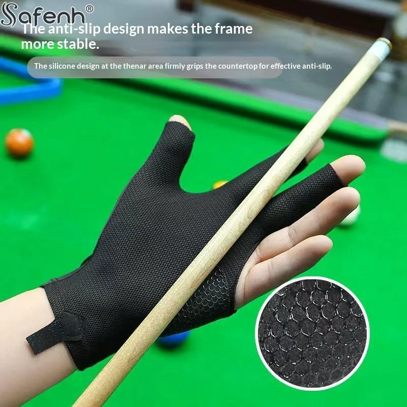 Professional Left Right Hand Billiard Glove Open Three Finger Non-Slip Wear Resistant Snooker Pool Glove Billiard Training Glove