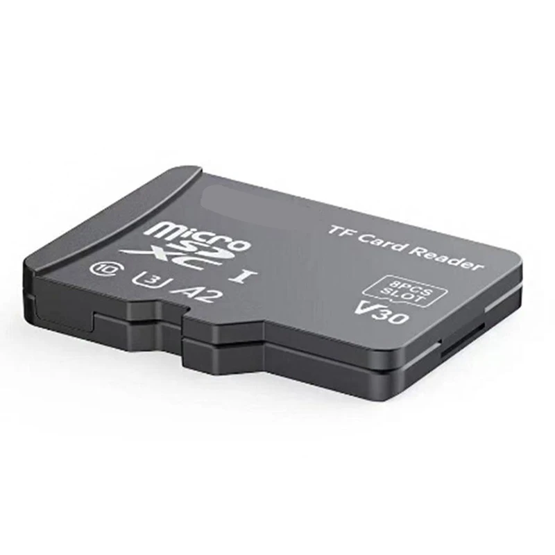 

ZIZI TF Card Reader With TF Card Appearance Design 8 TF Cards Slots Multifunctional High-Speed Memory Card Reader