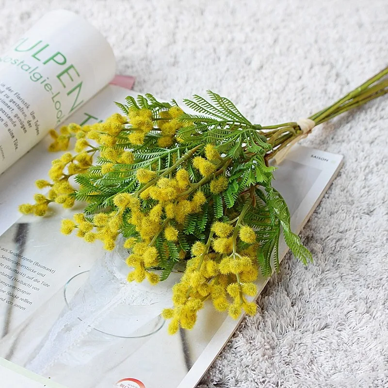 14.96 インチ人工アカシアミモザ造花家の装飾用 INS 北欧スタイルの花束