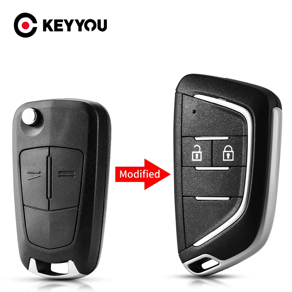 KEYYOU Modifizierte Version, zusammenklappbares Autoschlüsselgehäuse, Ersatz für Vauxhall Opel Corsa Astra Zafira Insignia Vectra HU100 Blade