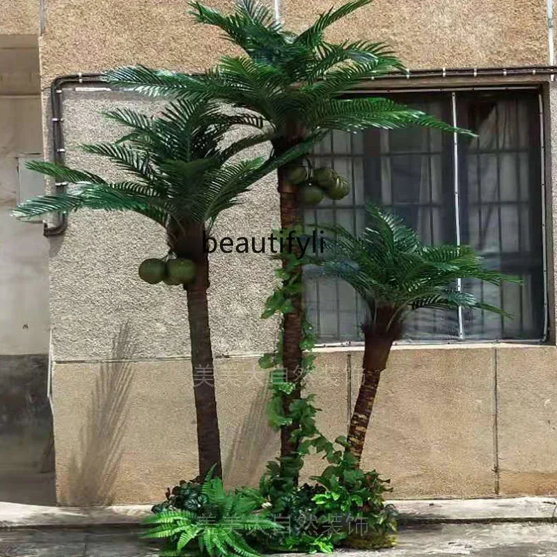 

ssImitation Coconut Tree Fake Coconut Tree Indoor and Outdoor Shopping Mall Large Tropical Green Plant Decoration Palm Tree