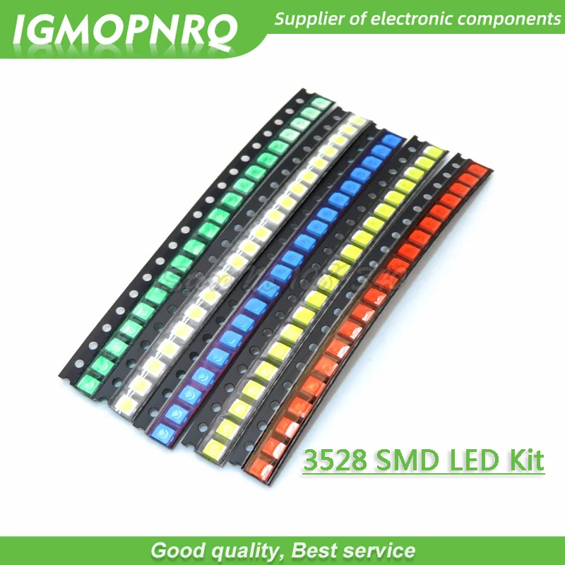 5colors each 20pcs=100PCS 3528 1210 SMD LED Kits Red Yellow Blue Green White light-emitting diode Luminescent tube