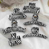 French Retro Large Crab Hair Clip Printing Zebra Stripes Black White Claw Ponytail Clip Hair Headwear Accessories For Women Gift