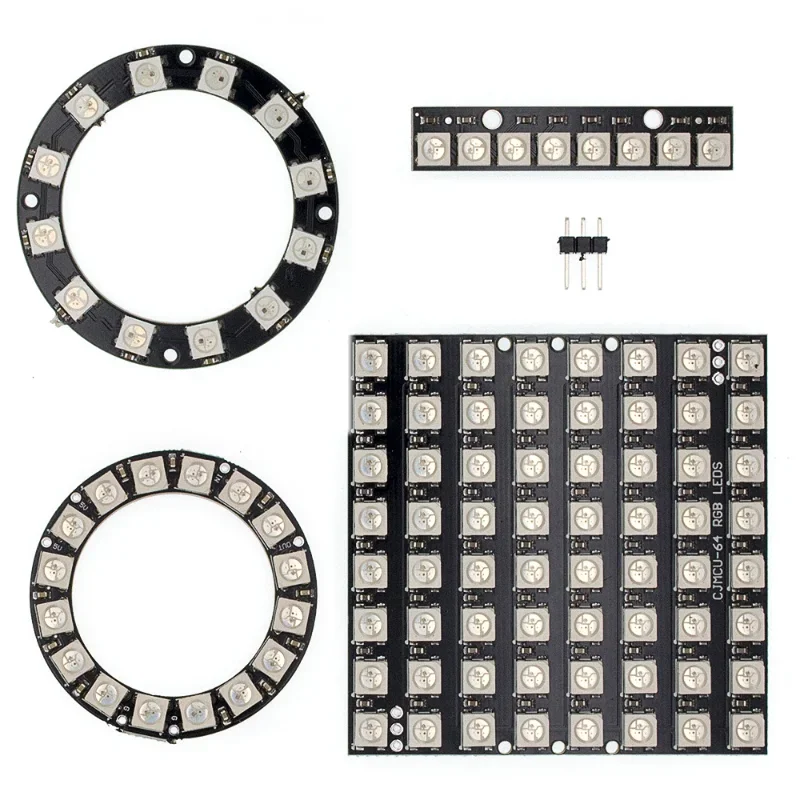WS2812 module 8 Bit/12 Bit/16 Bit/ 64 Bit 5050 RGB LED full-color built-in driving lights Round LED Ring board Electronic DIY
