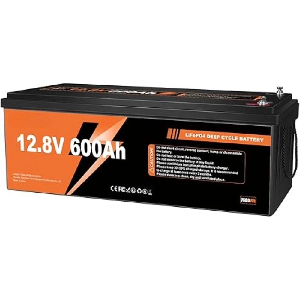 

12V 600Ah LiFePO4 Lithium Battery with 200A BMS 7680Wh, Up to 15000 Deep Cycle LiFePO4 Battery Perfect for RV, Solar, Marine