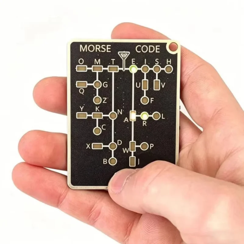 Pocket Portable Morse Code Trainer Card LED Electronic Learning Tool for Encryption Practice Mini Code Study Training Gadget Kit