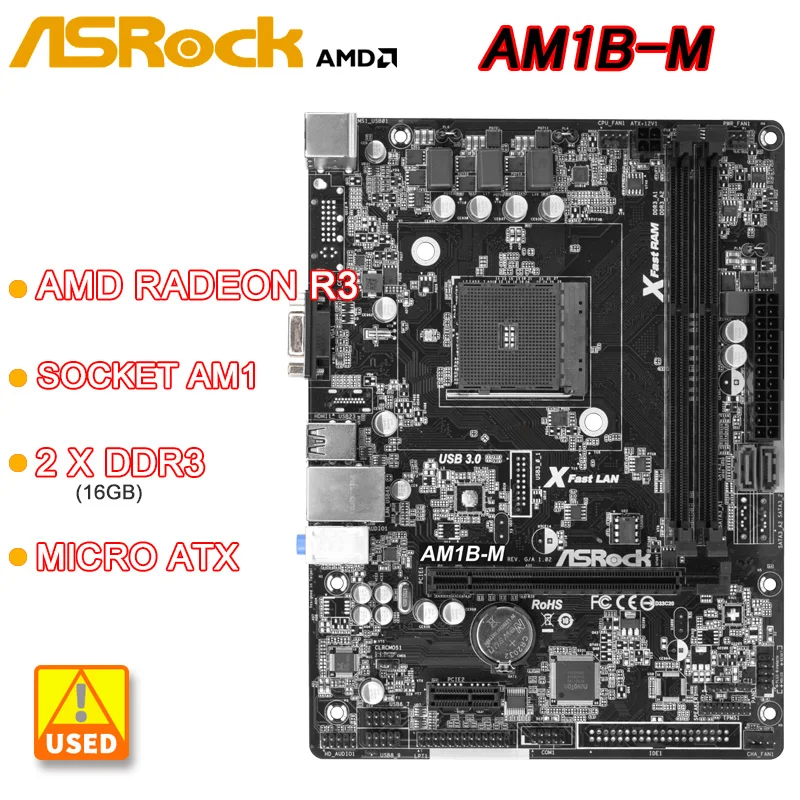 

ASRock AM1B-M материнская плата Socket AM1DDR3 32GB поддержка Athlon X4 AD530 AD5350 AMD Radeon R3 USB 3,1 Micro ATX