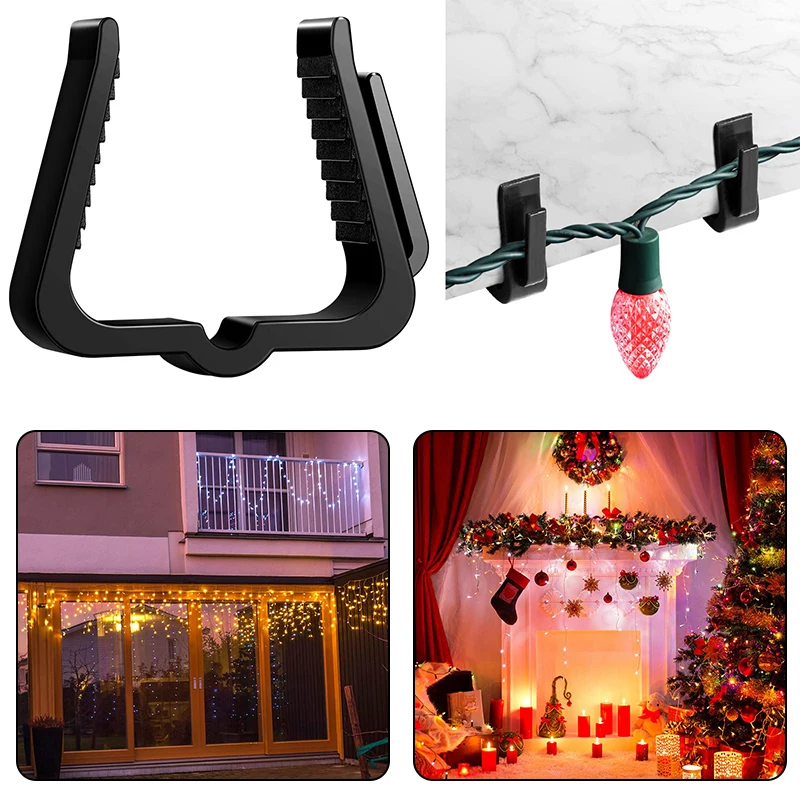 10 Pc Light Clips Gutter Hooks Christmas Lights Icicle LED New Year Decoration Plastic 1 5/8 Inch Fascia