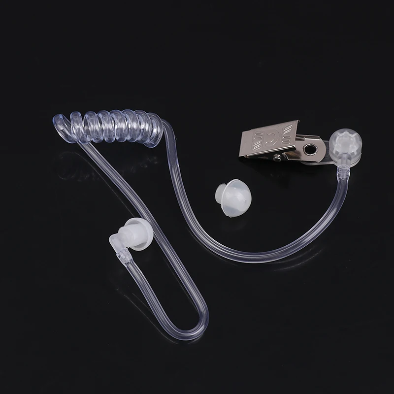 

Two Way Radio Headset Acoustic Tube Single Air Conduit Replacement Transparent Coil Air Tube Earplug With Metal Clip