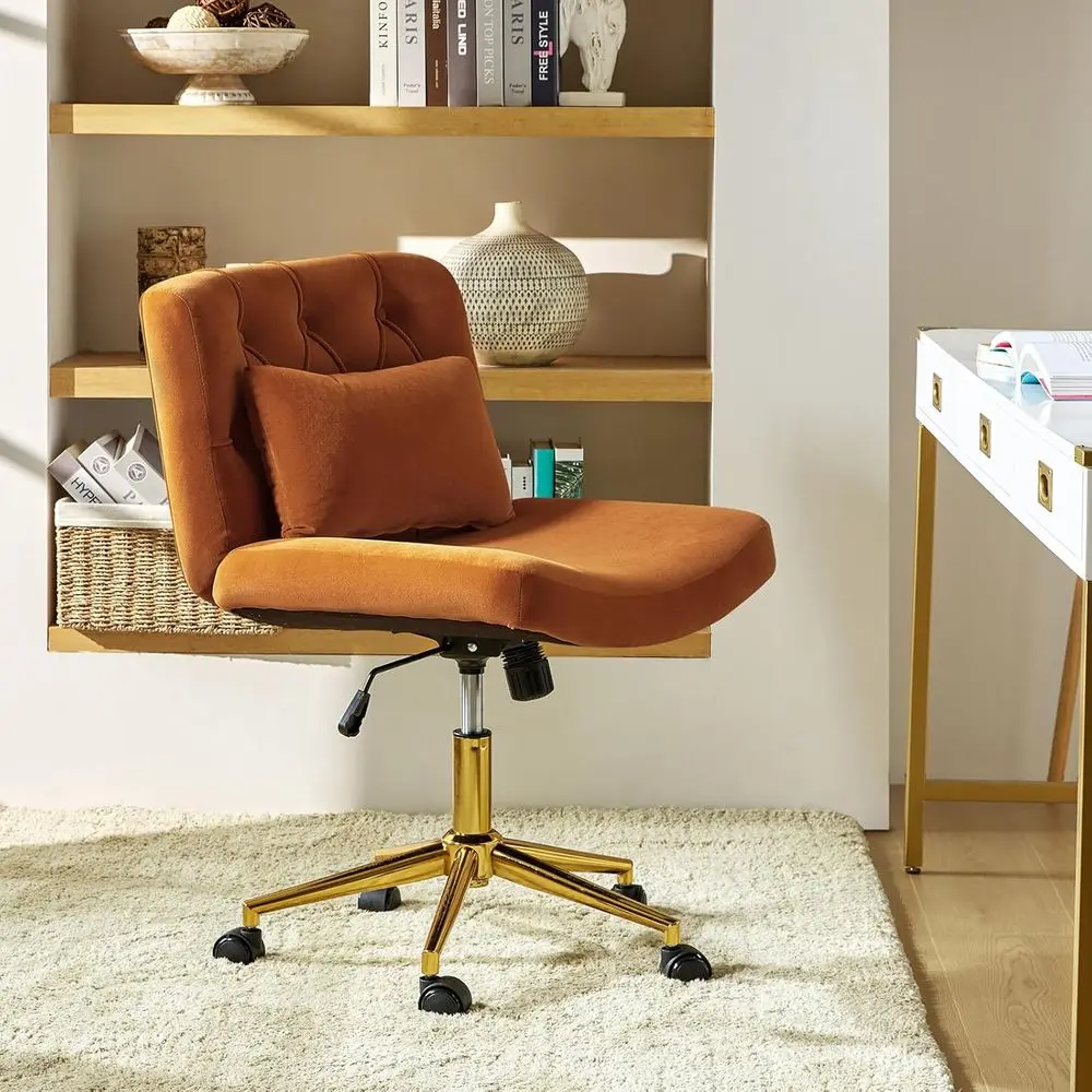 

Wheeled Ergonomic Desk Chair with Wide Seat and Lumbar Support, Orange