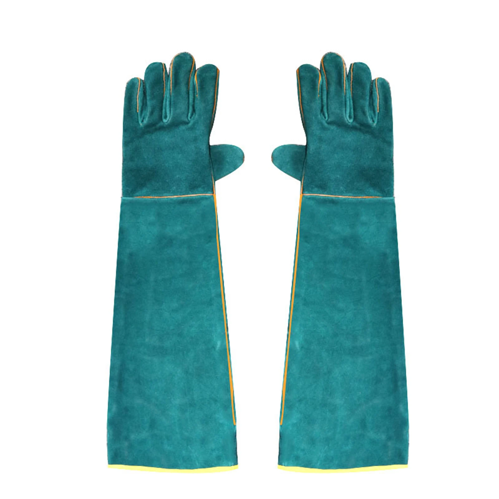 Anti-Bite Safety Gloves Ultra Long Leather Green Pets Grip Biting Protective Gloves for Catch Dog Cat Reptiles Animal