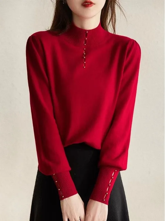 

Анти-шаровой вязаный свитер из технической шерсти, женский зимний базовый слой с высоким воротником, вязаный верх для внутренней одежды, теплый термобелье