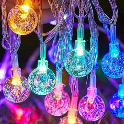 1.5-10m LED Crystal Ball Garland String Lights Indoor Decor Holiday Christmas Lamp 10/20/40/80 LED Fairy Lights Battery Operated