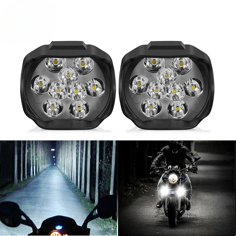 Motorcycle LED Wide Pressure Headlights Electric Vehicle External Lights 9-bead High Brightness Spotlights