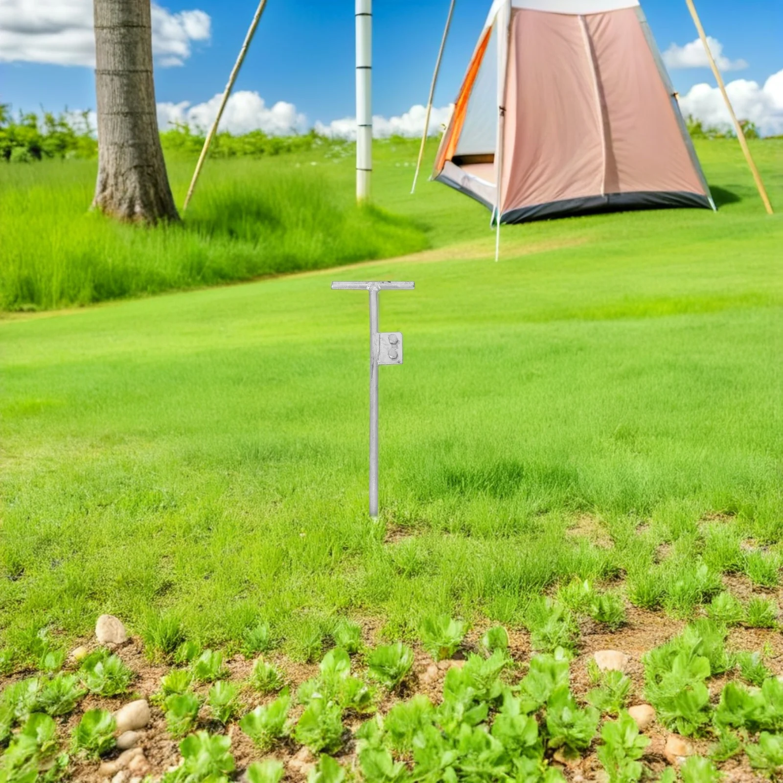 Tige de mise à la terre galvanisée-tige de terre en fer en forme de T pour la sécurité électrique domestique-piquet de mise à la terre Portable pour antenne extérieure et