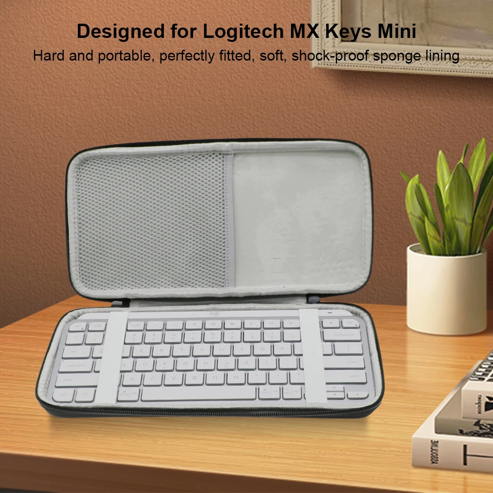 กระเป๋าใส่คีย์บอร์ดแบบแข็ง EVA พร้อมไฟ สำหรับพกพา สำหรับคีย์บอร์ดไร้สาย Logitech MX Keys Mini