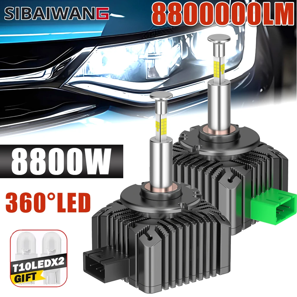 360° LED Headlight Bulbs Car Headlamp Conversion High‑Low Beam Auto Head Light Plug Play for Vehicle Replacement 880000LM 8800W