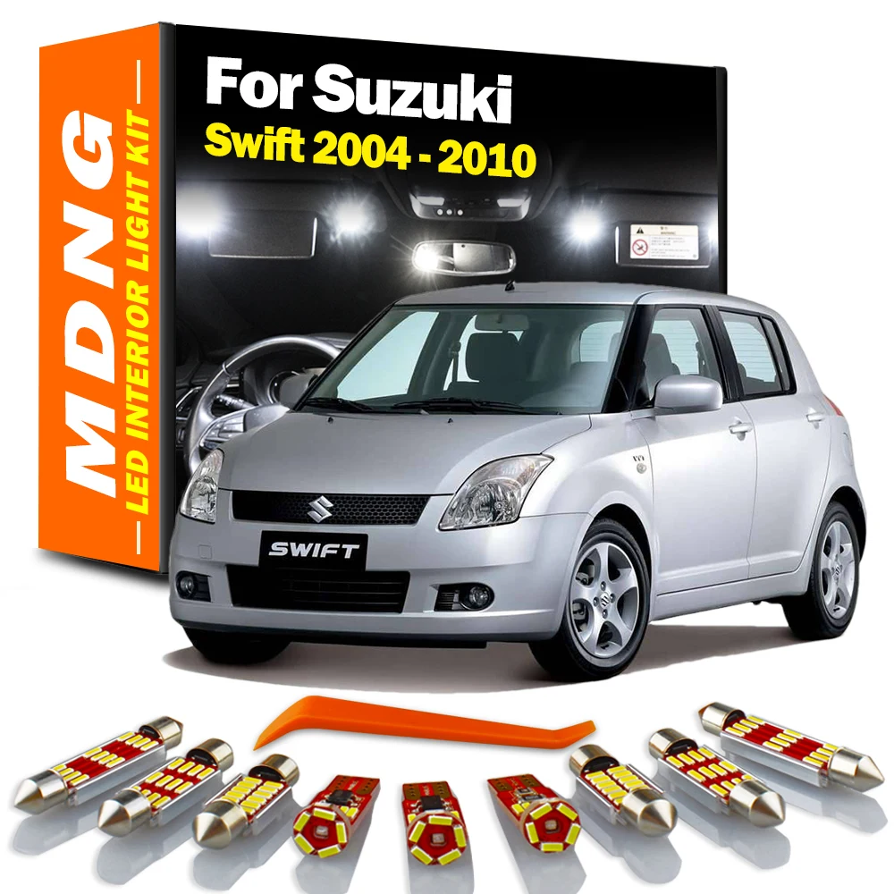 MDNG 8Pcs Canbus Car LED Interior Light Kit For Suzuki Swift 2004-2007 2008 2009 2010 Dome Trunk License Plate Lamp Led Bulbs