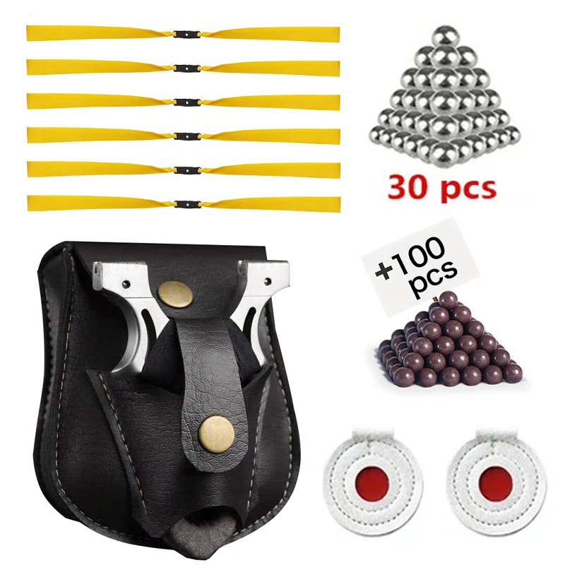 

Flat Rubber Band Hunting Package Shooting Slingshot Storage Bag, Leather Outdoor Waist Bag Steel Ball & Clay Pebble Storage Bag