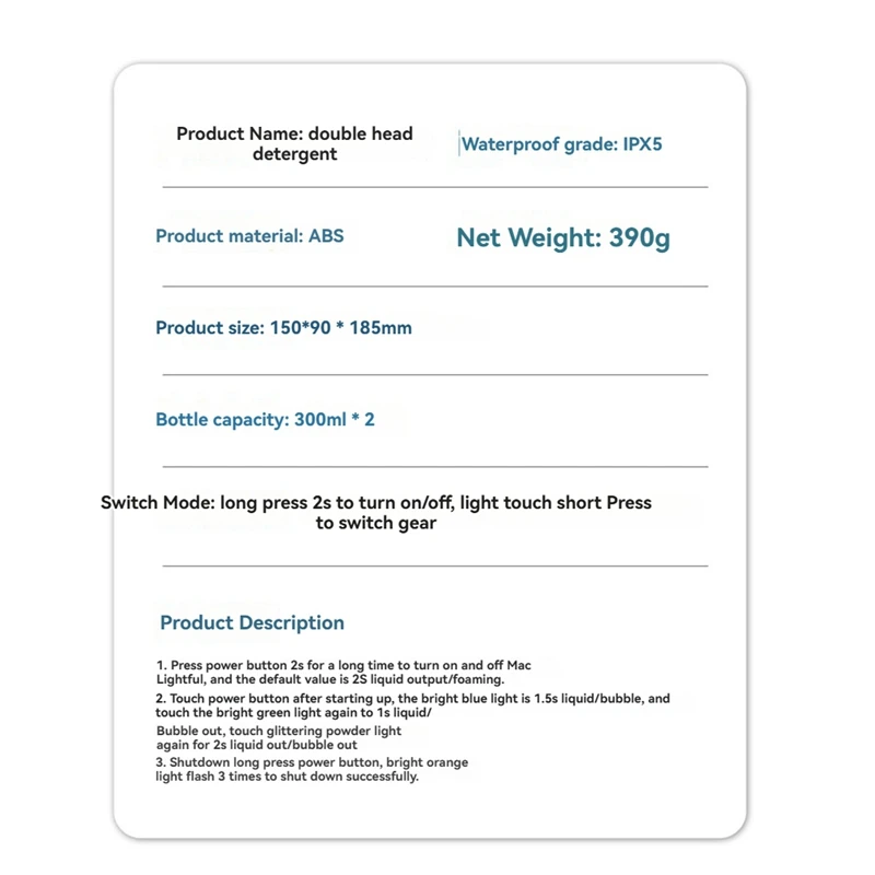 N09R-300ML Dispenser automatico di sapone doppio con sensore Dispenser di sapone con ricarica USB Supporto a parete regolabile a 3 livelli per il bagno