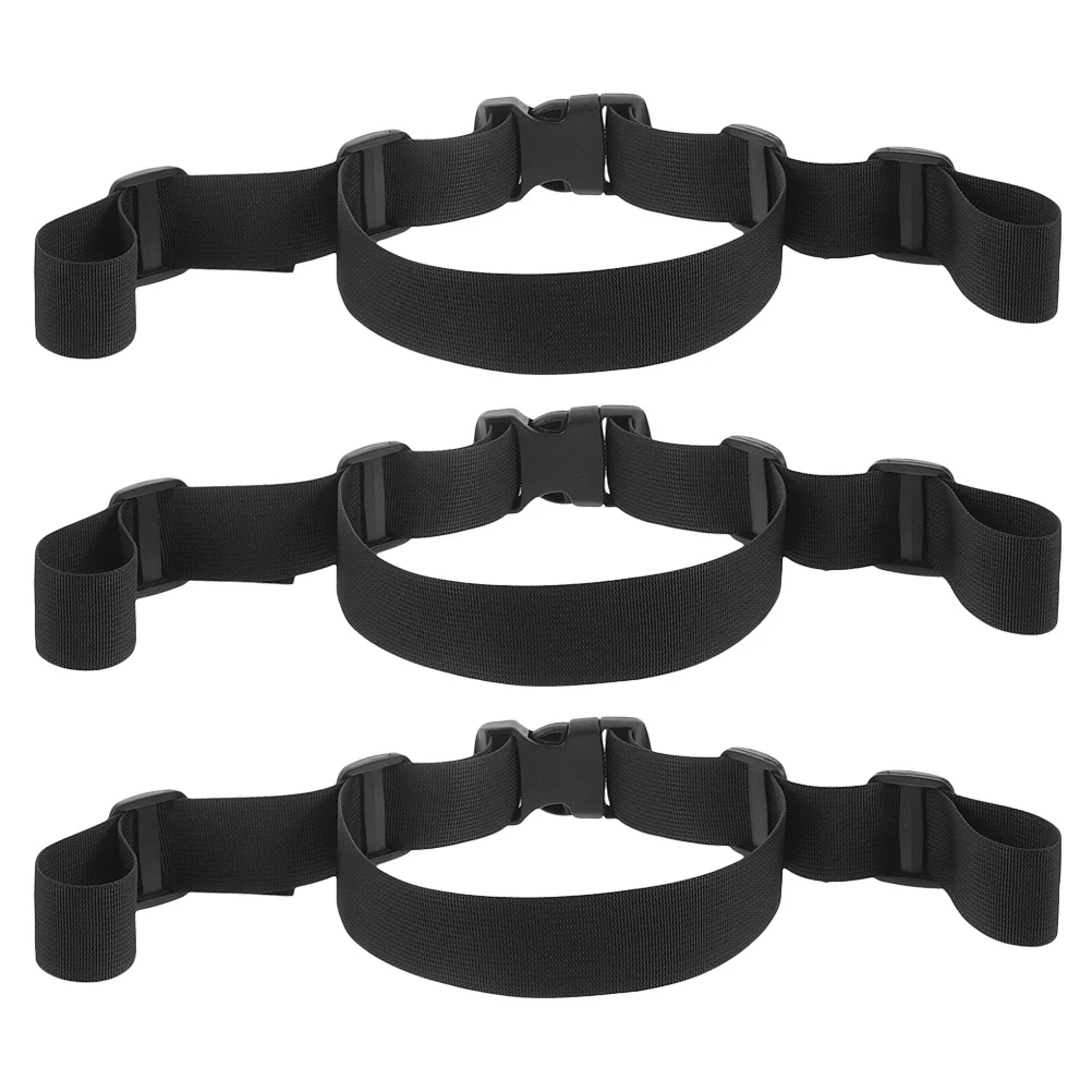 

3pcs High Chair Straps 12.58X7.07X0.9 Inch Black Adjustable Baby Seat Harness Belt For Stroller Kids Safety Secure Ring Double