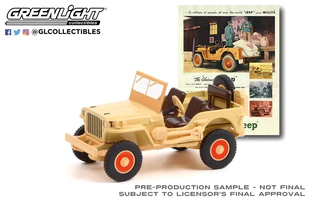 1:64 1945 WILLYS MB JEEP Diecast Metal Alloy Model Car Toys For Gift Collection