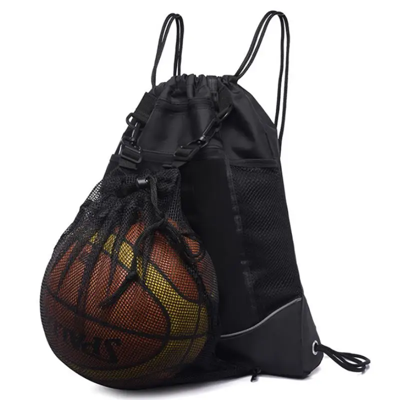 Portable Drawstring Basketball Backpack Mesh Bag Football Soccer Volleyball Ball Storage Bags Outdoor Sports Gym Bag